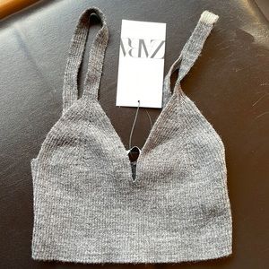 Zara wool blend bralette bra top sweater NWT